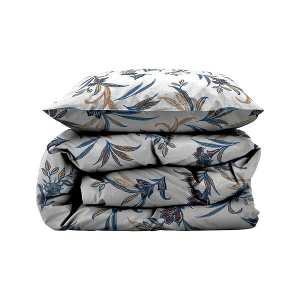 Biancheria da letto singola in cotone sateen blu-beige 140x200 cm Soft Tropic - Södahl