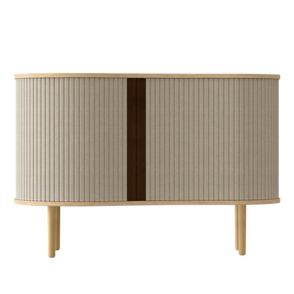 Cassettiera bassa in rovere decorato in colore beige-naturale con ante scorrevoli 100x67 cm Audacious - UMAGE-image-3