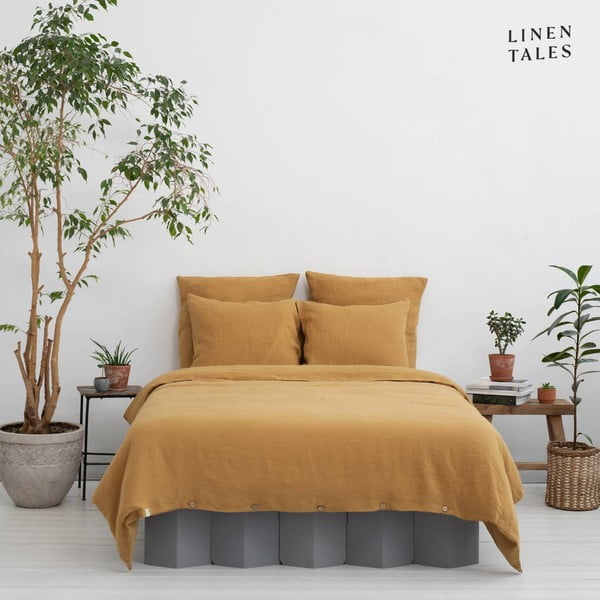 Biancheria da letto singola in fibra di canapa color senape 135x200 cm - Linen Tales