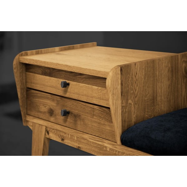 Panca con cassetti in legno di quercia con seduta blu Retro - The Beds-image-4