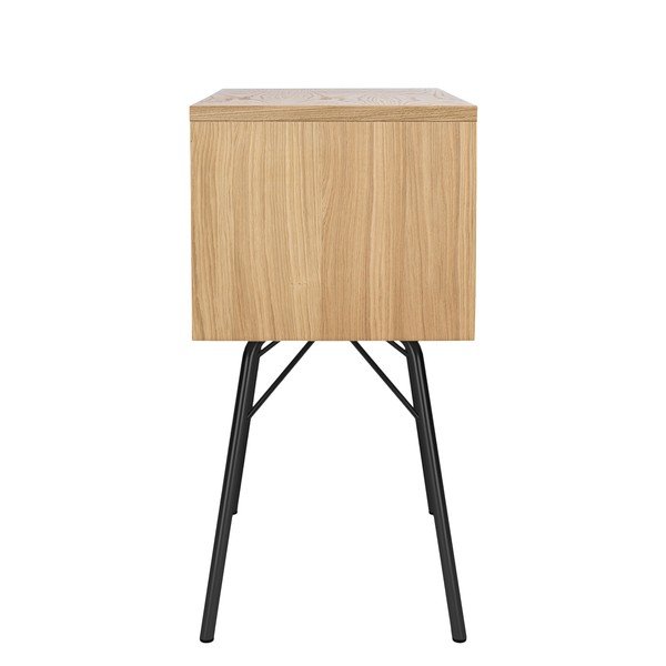 Comodino in rovere decorato in colore naturale Rayburn - Woodman-image-4