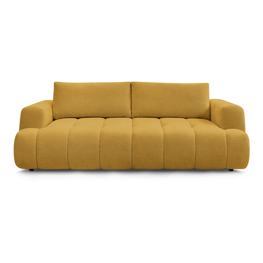 Divano color senape allungabile e con contenitore rivestito in ciniglia 251 cm Fuji – Bobochic Paris | Divani