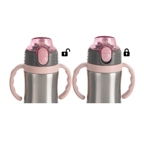 Biberon in acciaio inox rosa chiaro 330 ml - Orion-image-4
