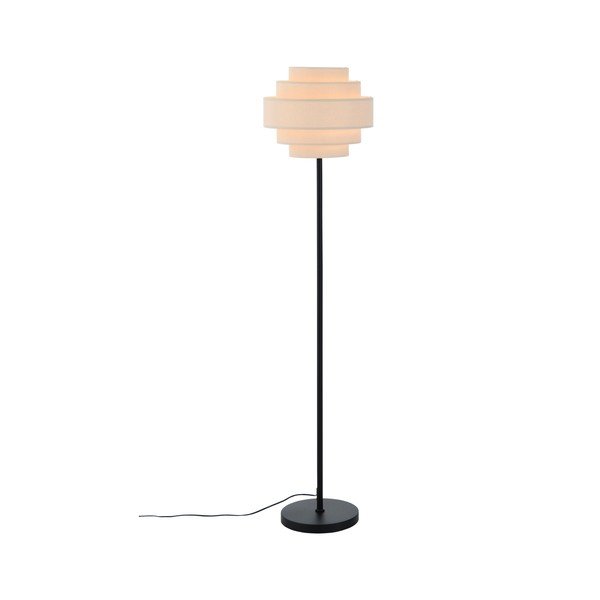 Lampada da terra nera opaca/beige in tessuto (altezza totale 145 cm) Miguel – Ellos Home-image-3