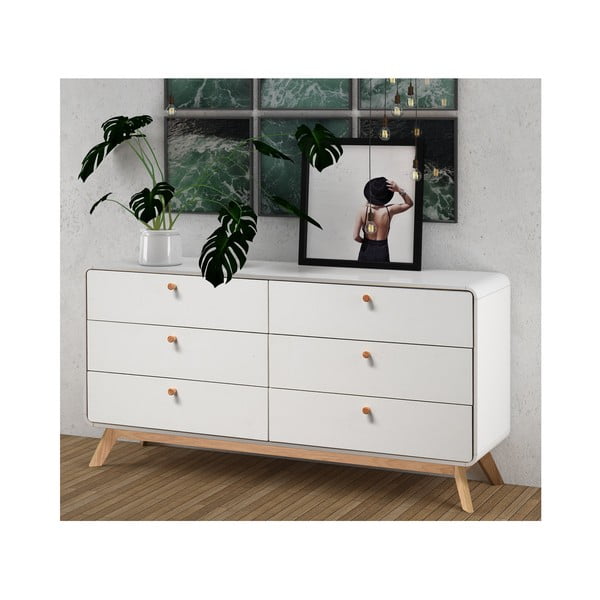 Cassettiera bassa bianca 150x74 cm Caitlin - Støraa-image-2