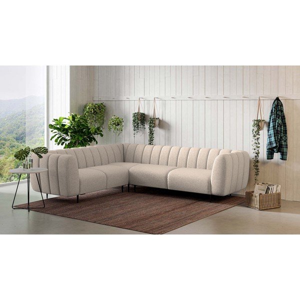 Divano angolare beige (con penisola a sinistra/a L) Shel – Ghado-image-1