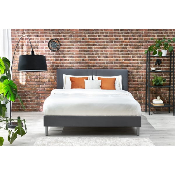Letto matrimoniale imbottito nero con griglia 160x200 cm Kerry - Bobochic Paris-image-1