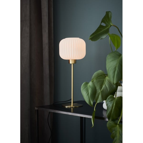 Lampada da tavolo in ottone e bianco Sober - Markslöjd-image-1