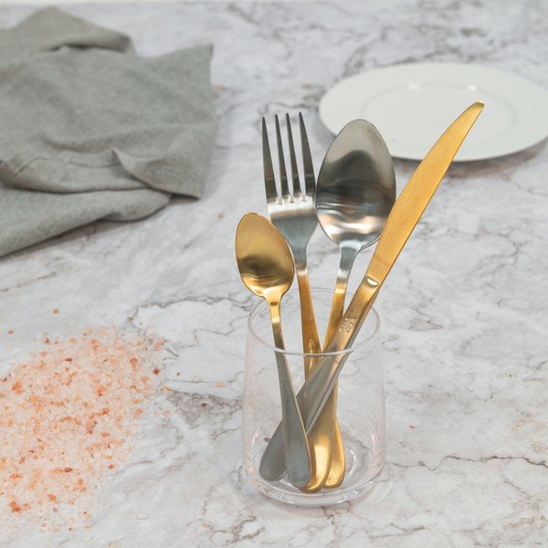 Posate in acciaio inox 24 pezzi in colore argento-oro Luxury - VDE Tivoli 1996-image-3