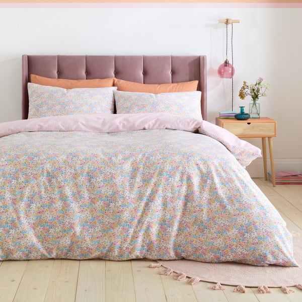 Biancheria da letto rosa per letto singolo 135x200 cm Darcy Floral – Catherine Lansfield-image-1