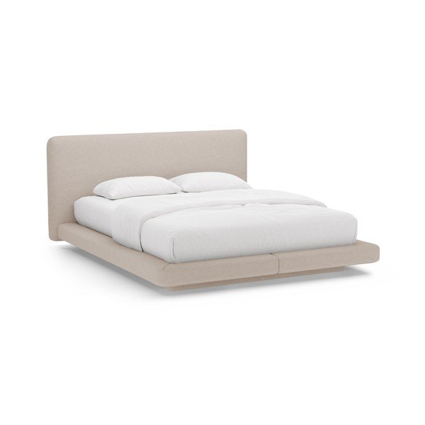 Letto matrimoniale imbottito marrone chiaro 140x200 cm Linea – Micadoni 
