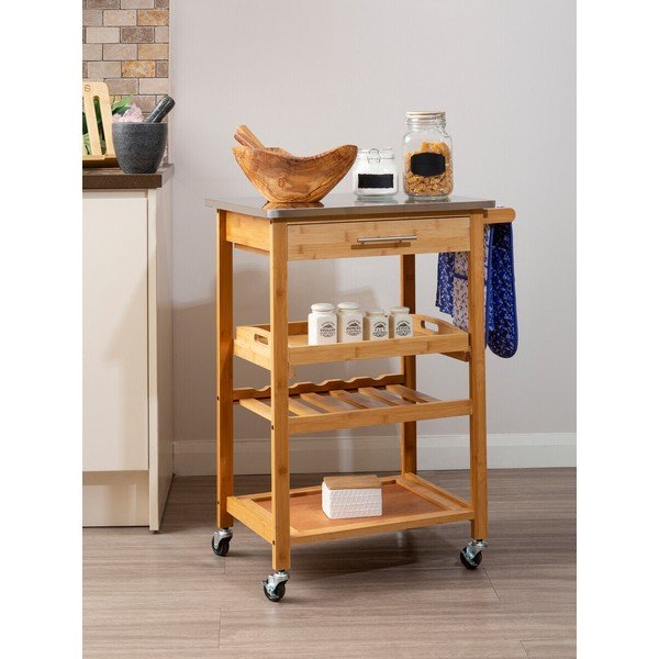 Tavolino da servizio in bambù su ruote 41x58 cm Harlow – Premier Housewares-image-3