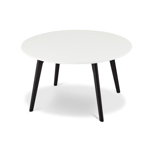 Tavolino bianco e nero con gambe in rovere , Ø 80 cm Life - Furnhouse