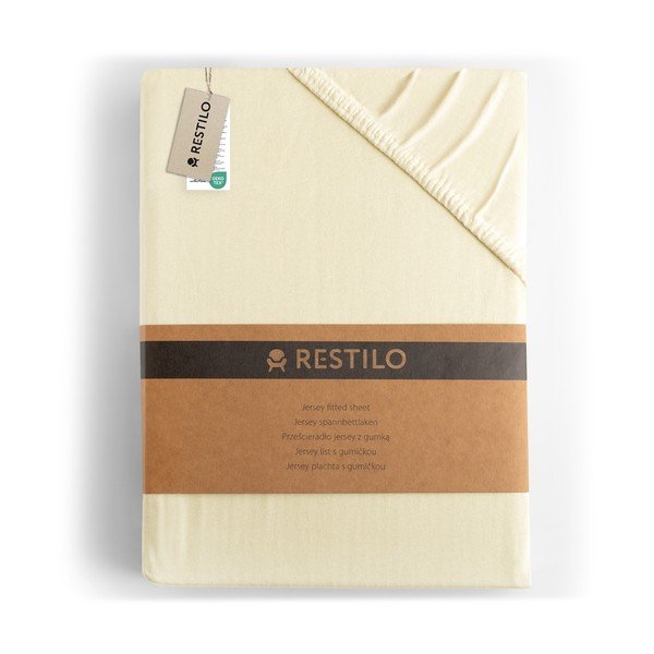 Lenzuolo con angoli color crema in jersey 140x200 cm Amber – Restilo-image-4