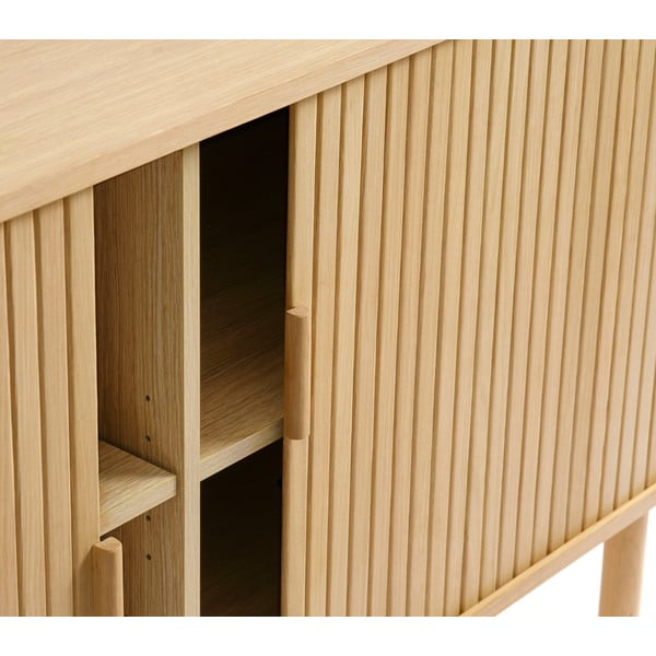 Cassettiera bassa in rovere con ante scorrevoli in colore naturale 76x160 cm Cavo - Unique Furniture-image-1