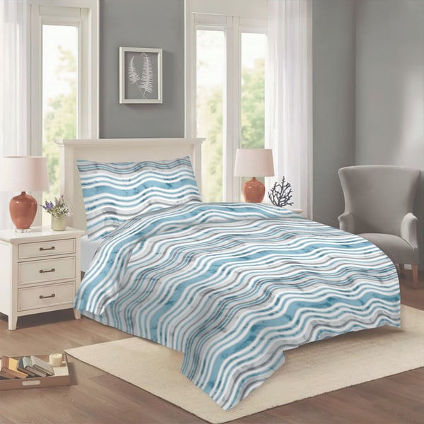 Biancheria da letto blu in cotone per letto singolo 140x200 cm Jasana – Cotton House