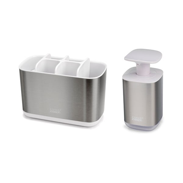 Set di accessori da bagno in acciaio inox in argento EasyStore - Joseph Joseph