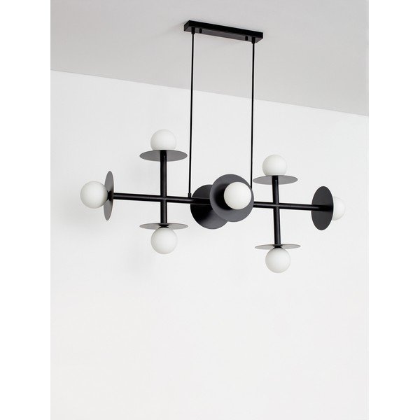 Lampadario bianco/nero in metallo con paralume in vetro Pielo – Nova Luce-image-3