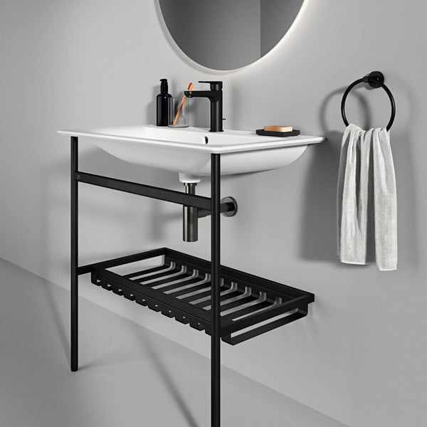 Scaffale in metallo nero da sotto il lavabo 76x84 cm Conca - Ideal Standard-image-1