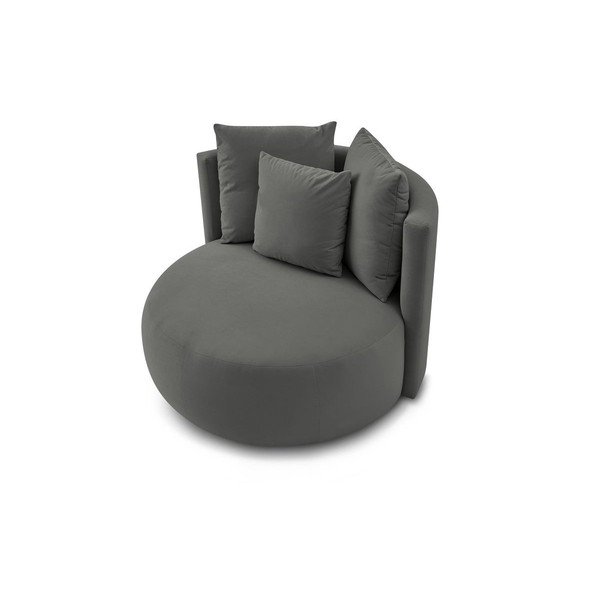 Poltrona grigio chiaro con rivestimento in velluto Cesar – Bobochic Paris-image-4