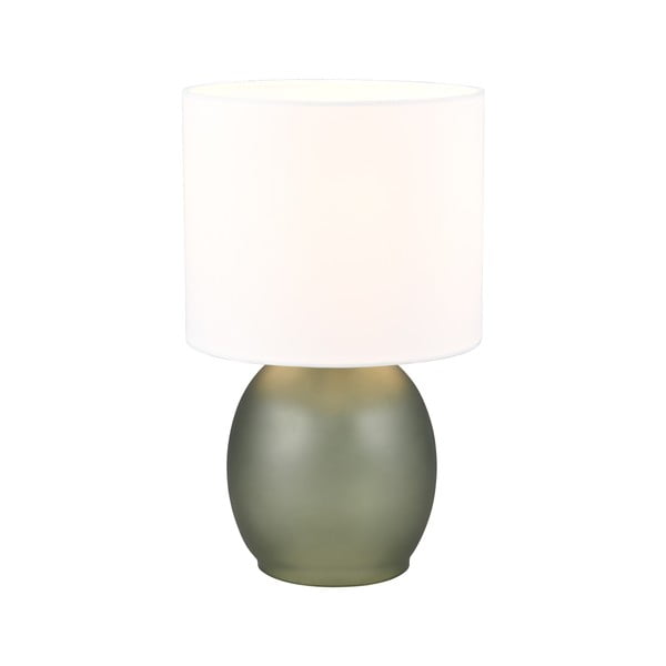 Lampada da tavolo bianco-verde con paralume in tessuto (altezza 29 cm) Vela - Trio-image-2