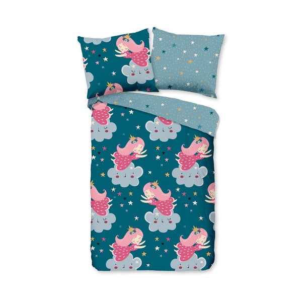 Set copripiumino e federa da bambini color petrolio in cotone per culla 120x150 cm Princesse – Good Morning