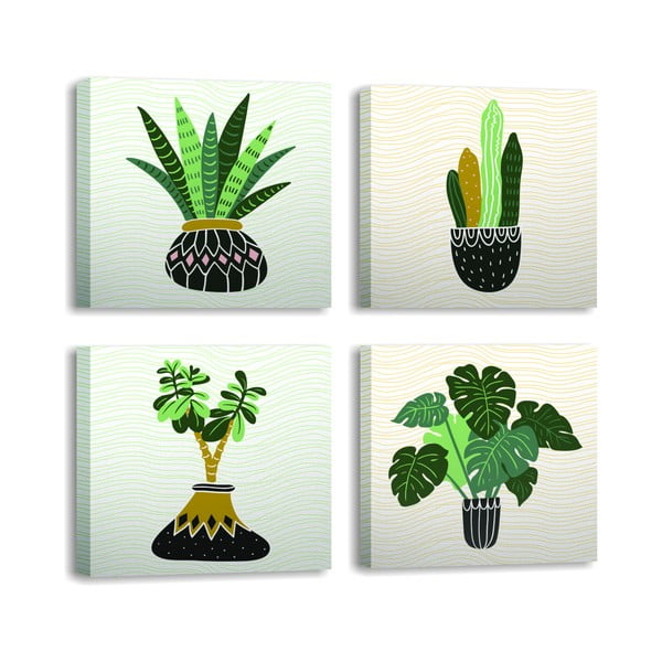 Quadri in set di 4 pezzi 30x30 cm Plants - Wallity