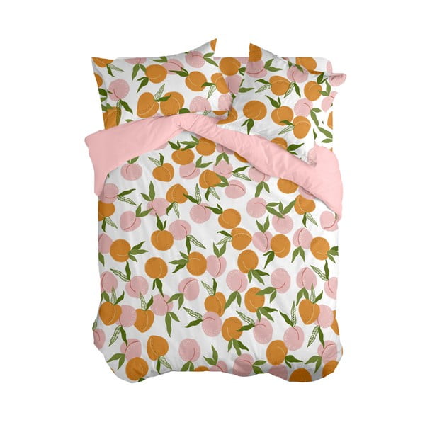 Copripiumino rosa-arancio per letto singolo 140x200 cm Peach fruits - Aware