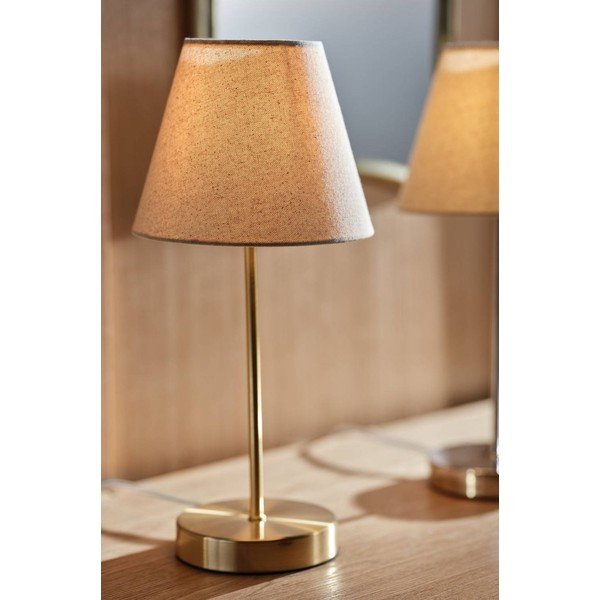 Lampada da tavolo beige/color ottone in tessuto (altezza totale 39 cm) Lasse – Jotex-image-1