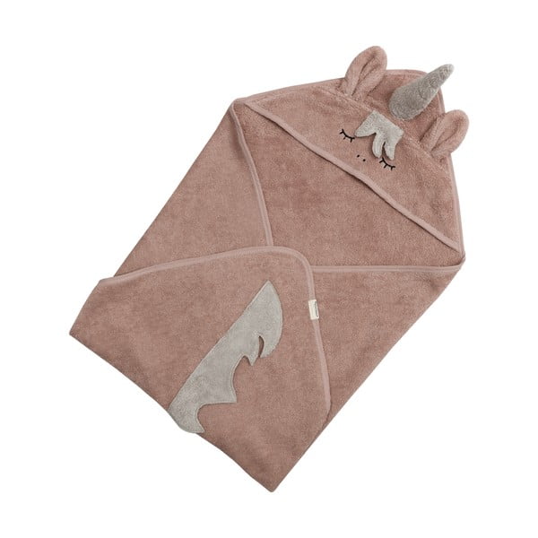 Asciugamano per neonati in cotone rosa con cappuccio 75x75 cm Unicorn - Kindsgut-image-3