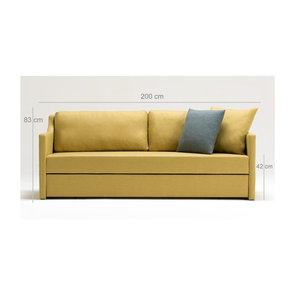 Divano letto giallo a tre posti Doty - Balcab Home-image-4