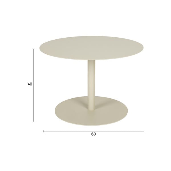 Tavolino da salotto rotondo color crema in acciaio ø 60 cm Snow – Zuiver-image-4