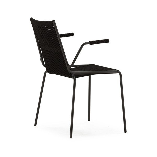 Sedie da pranzo in set nere in metallo con braccioli/impilabili 2 pz Emily – Marckeric-image-4
