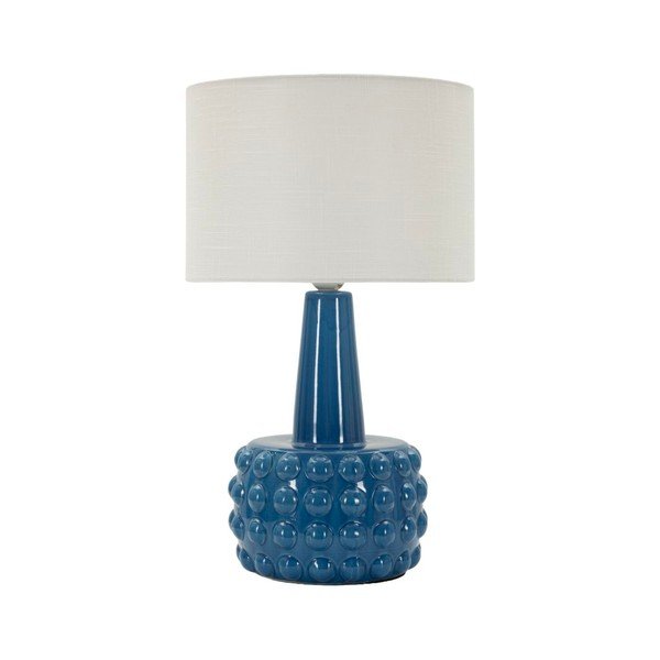 Lampada da tavolo bianca/blu in ceramica con paralume in tessuto (altezza totale 51,5 cm) Gress – Mauro Ferretti