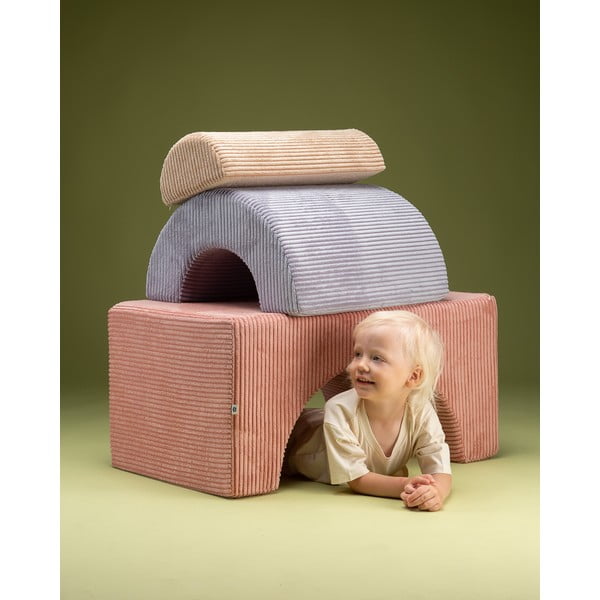 Gioco per psicomotricità rosa in velluto a coste 3 pz altezza totale 37 cm 75x49 cm Rainbow Montessori – Wigiwama-image-1