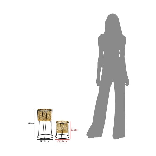 Set di 2 portavasi in oro, altezza 40 cm Leavy - Mauro Ferretti-image-2