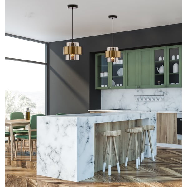 Lampadario nero con paralume in vetro ø 18 cm Spiega – Candellux Lighting-image-1