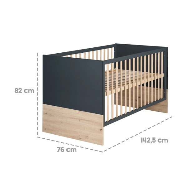 Culla in grigio scuro-naturale 70x140 cm Lenn - Roba-image-2