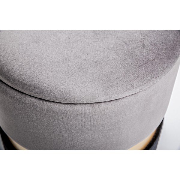 Poggiapiedi nero/grigio con rivestimento in velluto Polina – Bizzotto-image-3