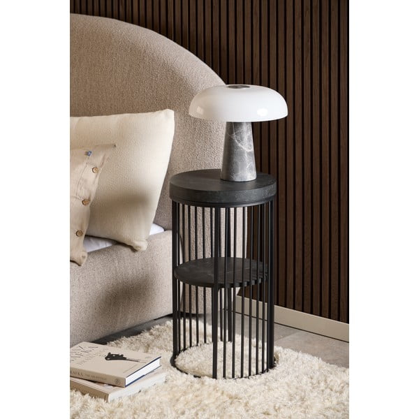 Comodino nero con piano effetto marmo Strington - Actona-image-1