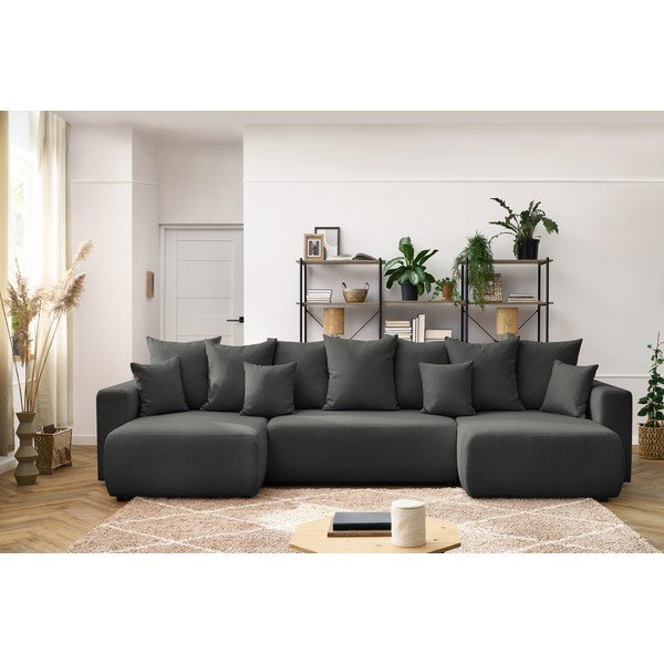 Divano letto a U grigio scuro Envy - Bobochic Paris-image-1