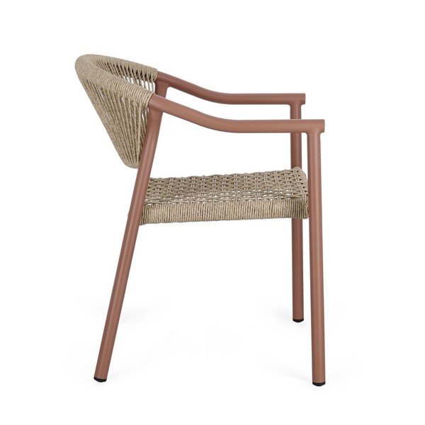 Sedia da esterno rossa/di colore naturale in metallo Canarias – Bizzotto-image-3