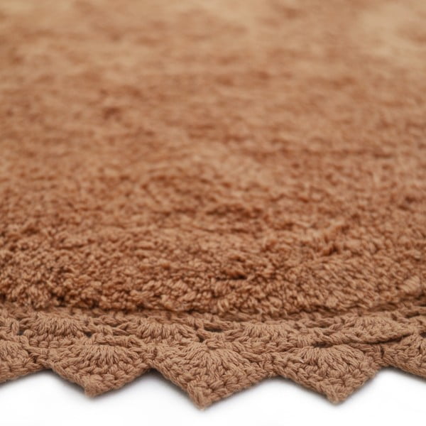 Tappeto rotondo color mattone in cotone lavabile e tessuto a mano ø 110 cm Perla Toffee – Nattiot-image-4