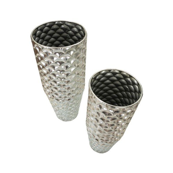 Set di vasi argentati in metallo alti 2 pz (altezza totale 92 cm) Silvy – Mauro Ferretti-image-2
