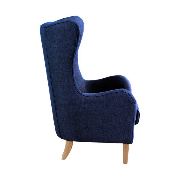 Poltrona in lino con orecchie blu scuro Miriam - Max Winzer-image-4