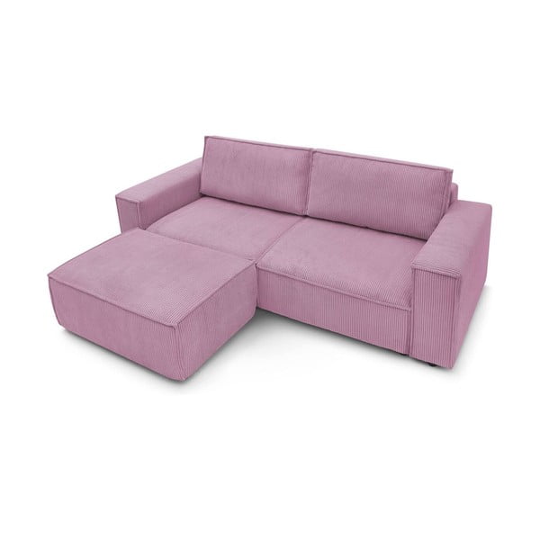 Divano letto in velluto a coste rosa 245 cm Nihad - Bobochic Paris-image-4