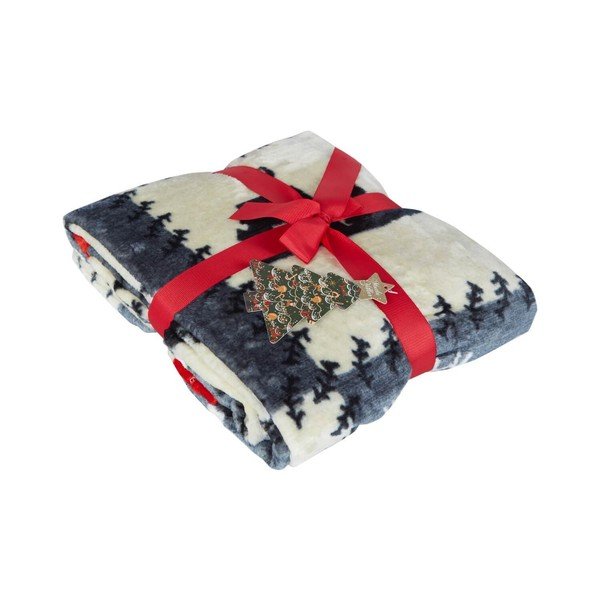 Coperta blu in micropile a tema Natale 100x170 cm – Mila Home-image-1