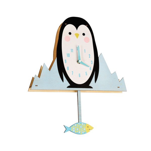 Dřevěné hodiny Rex London Milo The Penguin