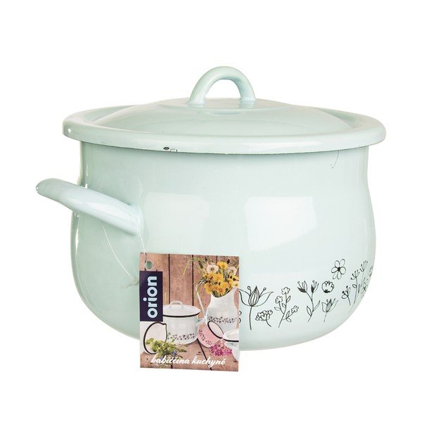 Pentola in smalto verde menta con coperchio Meadow, 4,8 l - Orion-image-1