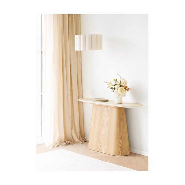 Tavolo consolle color crema/di colore naturale con piano in pietra 40x130 cm Larvik – House Nordic-image-1